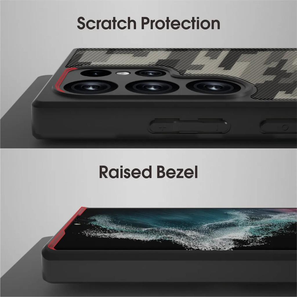 (Comes with wrist strap)IBMRS for Samsung Galaxy S23 Ultra Case, [Military Design]  Camouflage Hard Back Soft edgesTransparent Airbags Phone Case