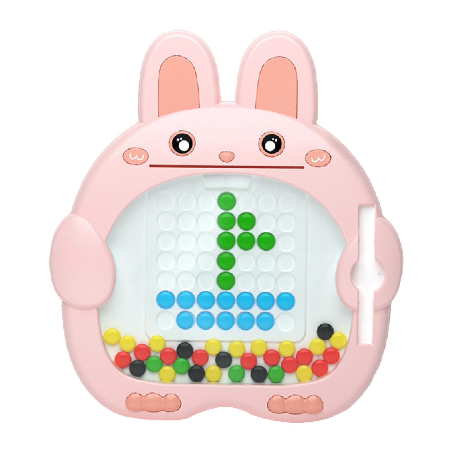 

Cartoon Bunny Shaped Magnetic Dot Drawing Board Kid Funny Doodle Board with Beads Educational Toy L Pink