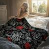 Screaming Black Cat Flannel Blanket Warm Soft Halloween Christmas Decorative Couch Warm Cozy All-Season Gift