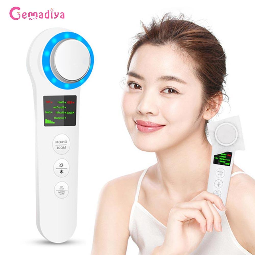 

EMS уход за лицом Msager Sonic Vibration Wrile Removal Sk Tighteng Cool Treatment Sk Care Beauty Device Красный Синий Свет