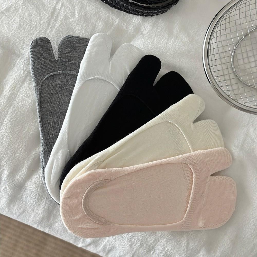 1 Pair Cotton Blend Two Toe Socks Breathable Low Cut Split Toe Liners Seamless Toe Soft Stretch Low Cut Boat Socks Flat Shoes