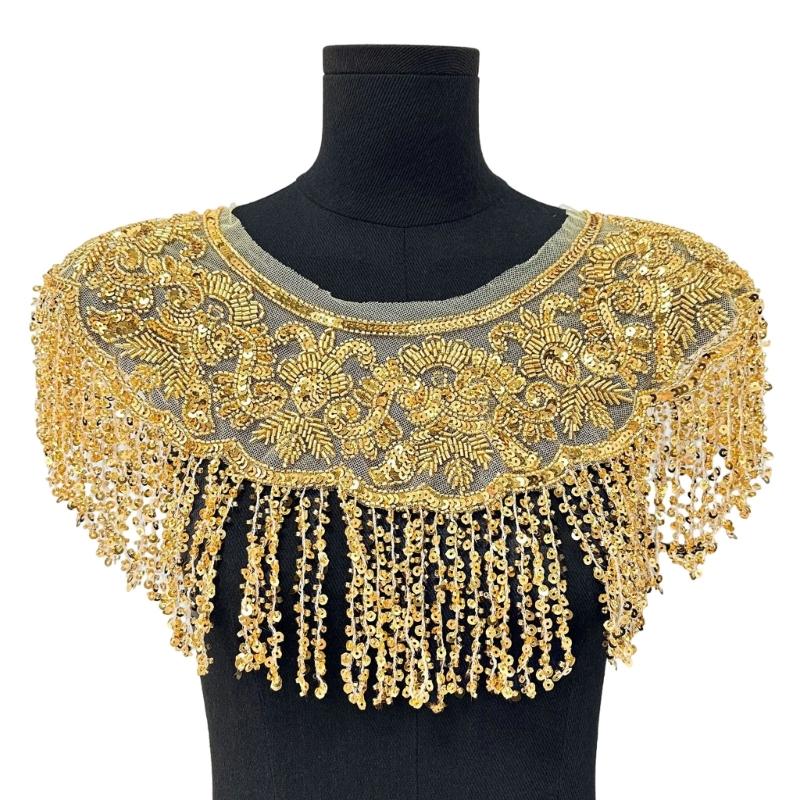 Glitter Fringe Detachable Collar Shawl Scarf For Women Elegant Party Accessory