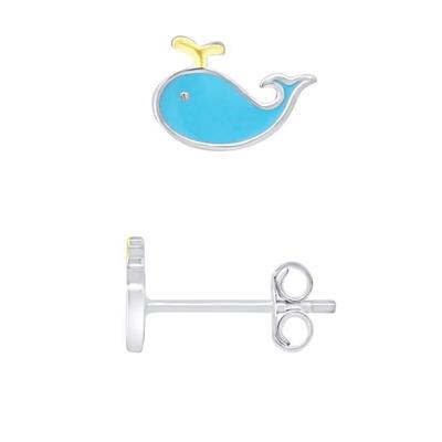 Ohrringe - LÉA &; ARTHUR - WAL - 925 Silber - Blaue Emaille - Kinderwagensystem