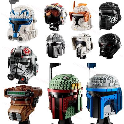 Non-Toxic Space Battle Fighter Pilot Helmet Building Blocks Desk Decoration Bobas Leias Jangos Kylos Fetts Rens Bricks Gift Party Favors