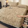 1PCS Plush Embossed Fitted Sheet Thick Warm Bedding for Autumn Winter Soft Comfortable Fabric Deep Pocket Design for Queen King Single  No Pillowcases