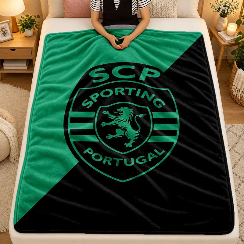 Flannel BlanketSporting CP FC Warm Soft Throw Blanket for Indoor Sofa Bed Living Room Use
