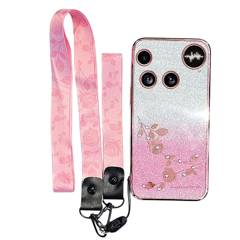 For Nothing Phone (3) 5G Case Flower Pattern TPU Gradient Phone Cover with Lanyards