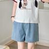 Summer Maternity Wide-Leg Denim Shorts - Casual Loose-Fit Low-Waist Jeans