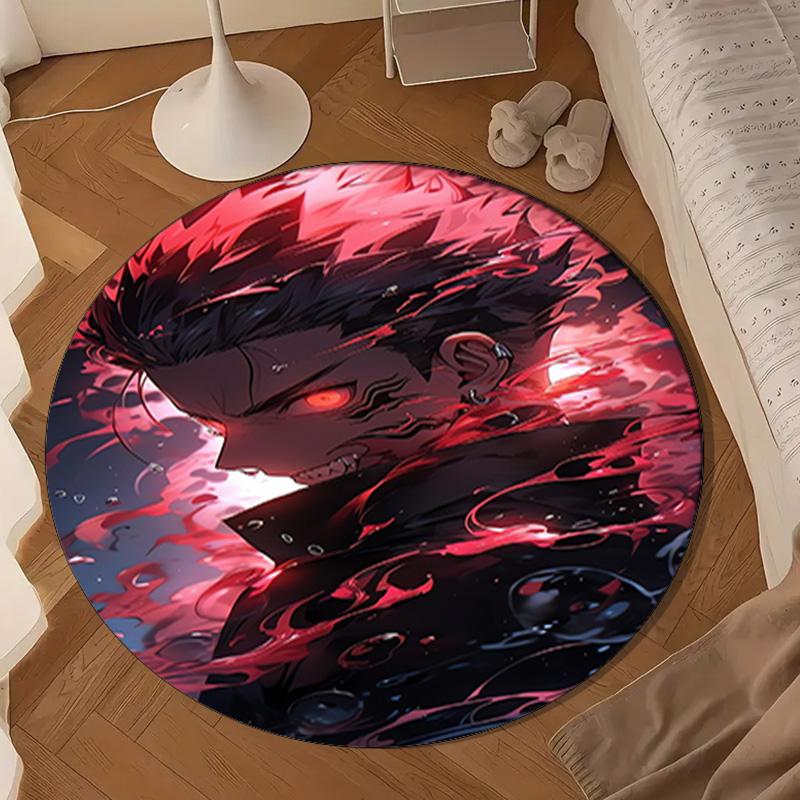 Jujutsu Curse Battle Round Rug for Livingroom,Bedroom, Palyroom, Chair Rug, Area Rug, Circle Carpet, Large Size Fan Christmas Gift