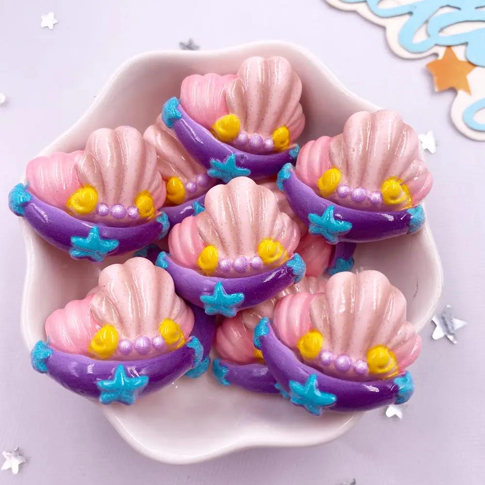 6ks Barevná pryskyřice Perlová mušle Hvězdice Mořské řasy Láhev na přání Truhla s pokladem 3D figurky Plochá záda Scrapbook DIY šperky