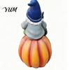 Autumn Home Accents Halloween Gnome Outdoor Garden Statue, Resin On Pumpkin Figurine with Desktop Shelf Decorations Black Cat, Fall Dwarf Sculpture