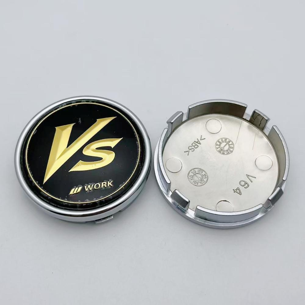 4pcs JDM 64mm VS W Work Logo Emblem Badge Car Wheel Center Cap Wheels Hubcaps Rims Center Dust Cover Car Accessories for Volvo