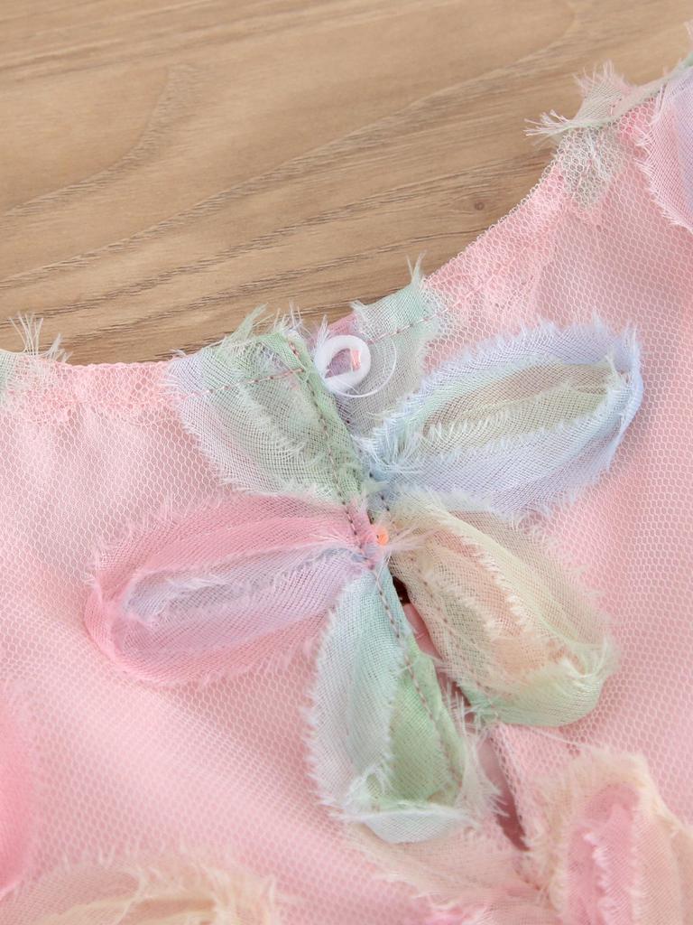 Korean Girls' Summer Princess Dress with Large Bow and Floral Design
