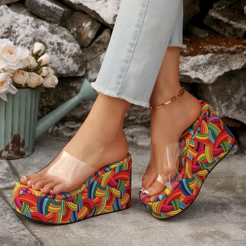 

Color slope heel cool slippers women s summer foreign trade large size one-word thick-bottomed fish mouth slippers 36 жёлтый