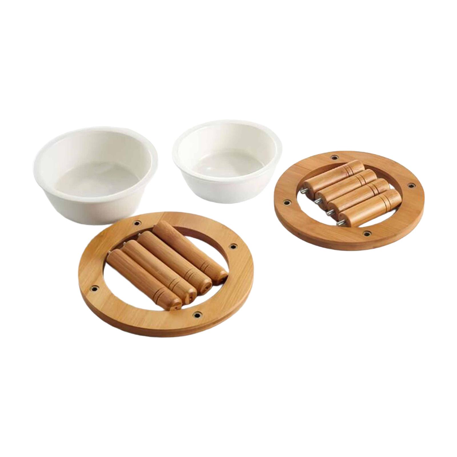

Elevated Cat Dog Bowl Raised Pet Food Water Dish Easy Assembly Pet Supplies Ceramic Bowl for Drinking Indoor Puppy Watering 16.2cmx16.2cmx8.8cm