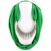 Stylish Fashion Scarf Necklace with Metal Spike Pendant – Elegant Infinity Scarf for Women, Boho Chic Statement Accessory