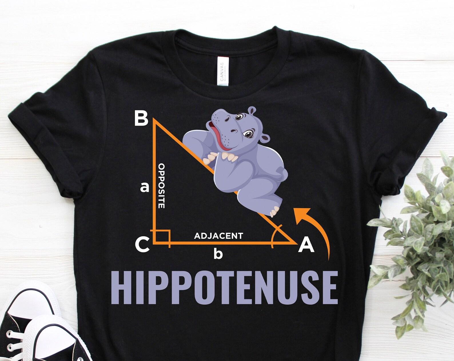 Hypotenuse Formula Hippo Math Analytical Funny Sarcasm Humor Teacher Student Gift T-Shirt, Hippopotamus Hippos Lover School classroom Outfit 100