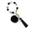 Silicone Bead Bracelet with Pom-Pom Keychain & Tassel Pendant - 2024 Women's Style