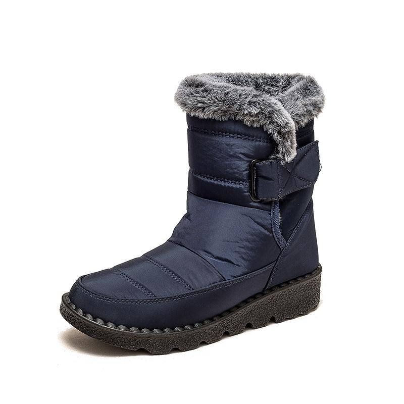 Damen Winter-Schneestiefel mit Kunstpelzfutter, rutschfeste Outdoor-Stiefeletten, wasserdichte, mit Fleece gefütterte kurze Stiefeletten, lässige warme High-Top-Schuhe für Damen