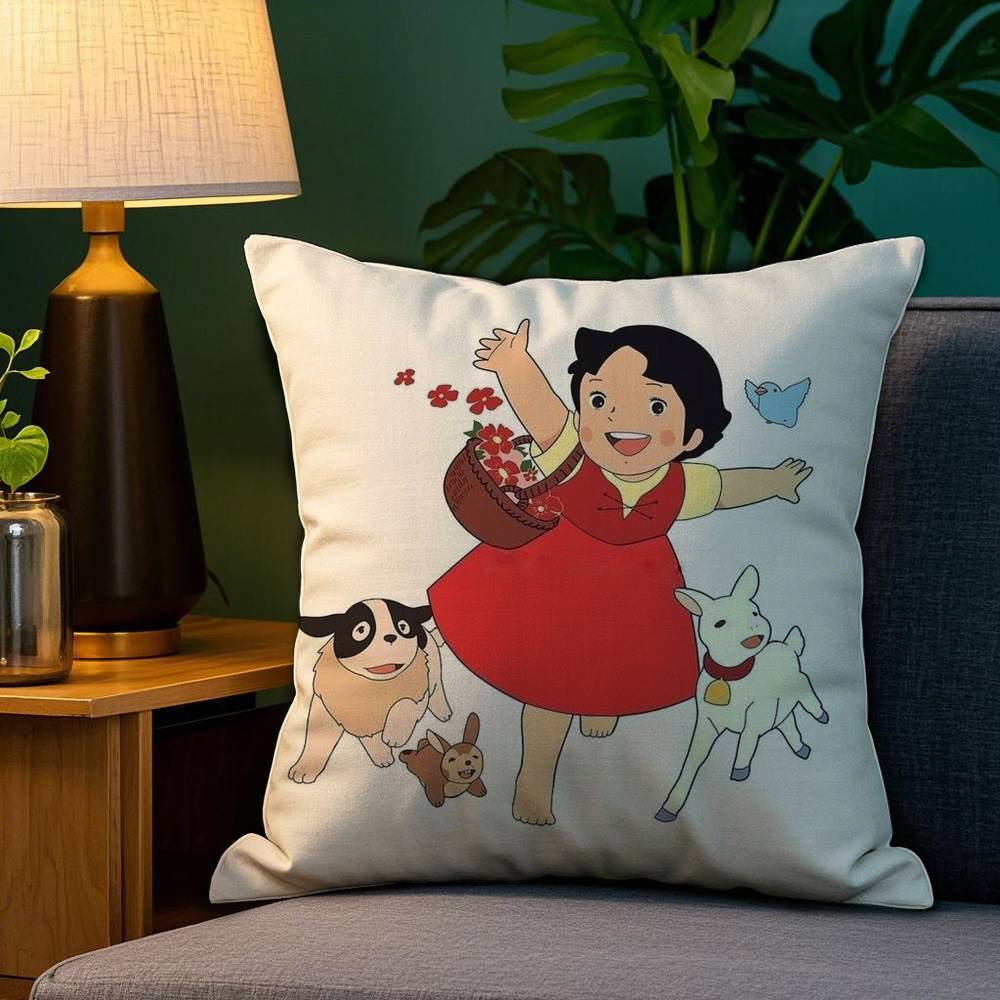 Film H-Heidi Mädchen Kissenbezug Sofa Wohnzimmer Schlafzimmer Beidseitiger Druck Quadratisches Kissen Nickerchen Kissenbezug