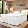 Practical Elastic White Fringed Bed Skirt Stretchable Dust-proof Bedspread Romantic Ruffled Under-bed Covering Skirt Inn
