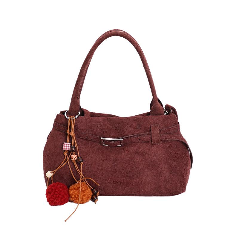 

Fashion handbag vintage fleece matte large capacity handbag bag women s autumn and winter new simple casual crossbody bag without pendant