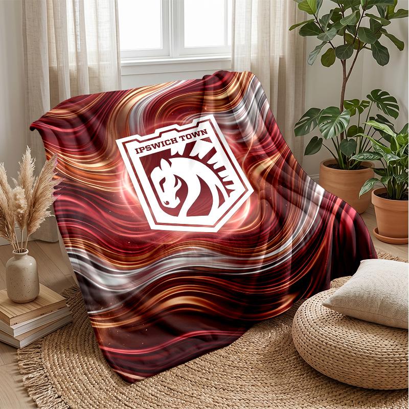Ipswich Town Football Print Flannel Blanket, Soft Warm Lightweight Throw Blanket for Sofa Bed Camping