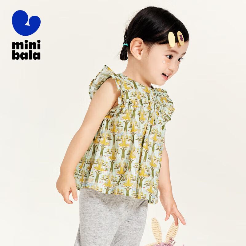 Mini Balabala Girls Short Sleeve Printed Cotton Shirt 110