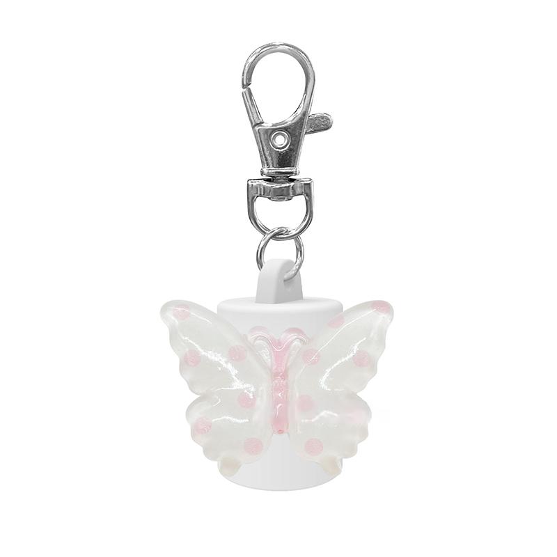 

Cute Butterfly Keychain Hand Sanitizer Holder - Portable Travel Keychain Cap for Lipgloss and Balm белый
