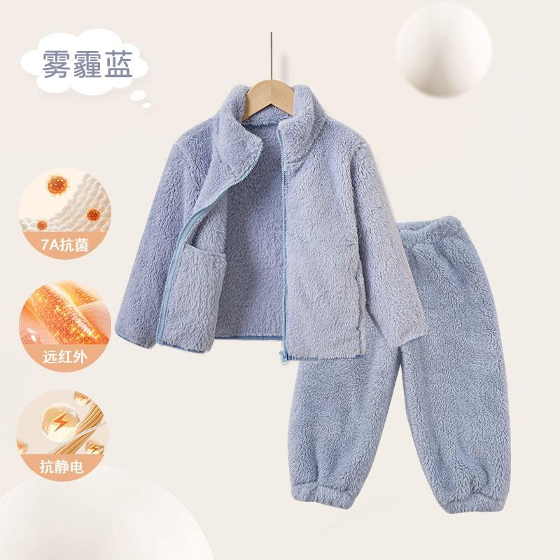 Kids Fleece Jacket Boys Girls Warm Winter Coat Soft Coral Outerwear Family Matching