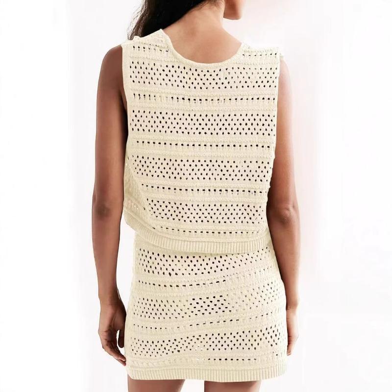 Summer New Sleeveless Vestknitted Hollowed-out Swimsuit Beach Dress Women's Dress