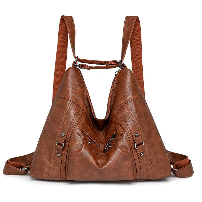 Bolsa feminina de couro macio bolsa tote mochila multifuncional