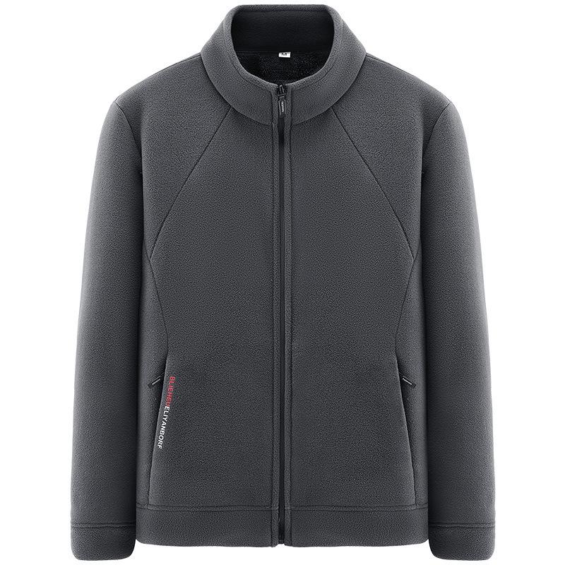 Men's Plus Size M-8XL Stand Collar Fleece Jacket - Loose, Fleece-Lined, Thickened for Autumn/Winter Outdoor Sports