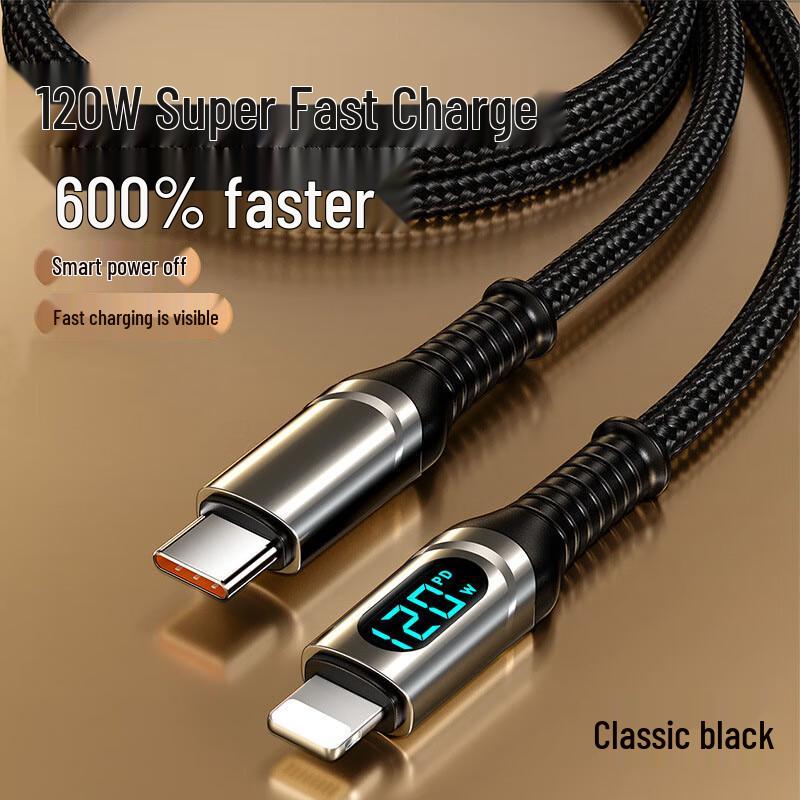 Shunwangshun 120W Fast Charging Data Cable with Smart Digital Display