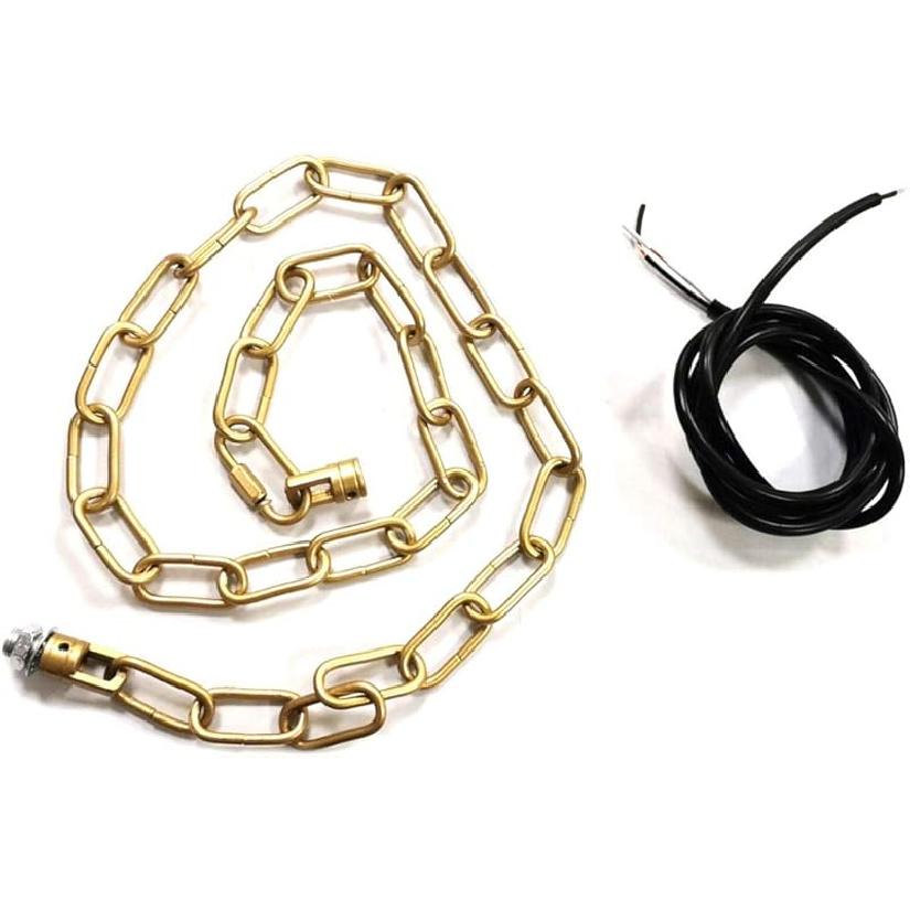 BOKT 6Feet Metal Black Chain Gold Chain with Cord Wires Hardware Accessories for Your Dining Chandelier Lighting Fixture Ceiling Pendent Light