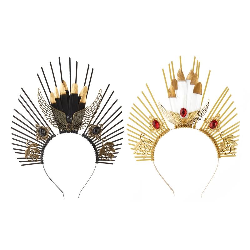 Lolita Crown Headband Halo Goddess Headpiece Lolita Halo Crown Headband Baroque Tiara Crown Gold  Halo Hair Hoop