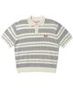 AECA Stripe Structure Collar Neck Half Knit-White/Navy