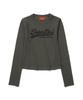 Syupeodeulai W Vintage Big Logo Crop Long Sleeve T-Shirt Dark Gray