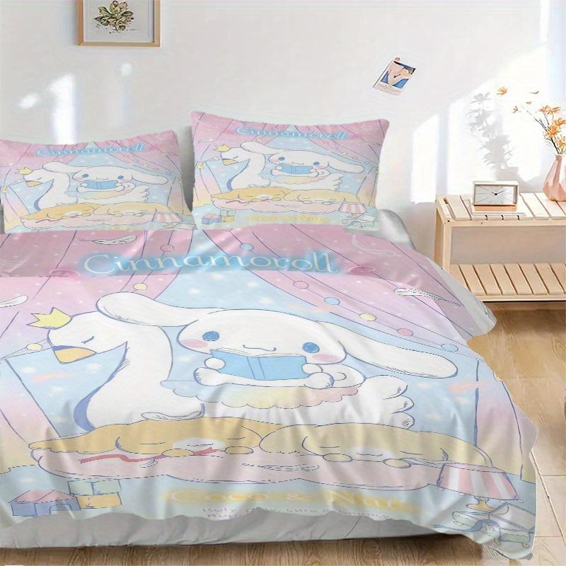 

3 шт. Комплект постельного белья с принтом Cinnamoroll, Coco & Nuts, Мягкое и удобное покрывало-одеяло для спальни, гостевой комнаты W023 135x200cm