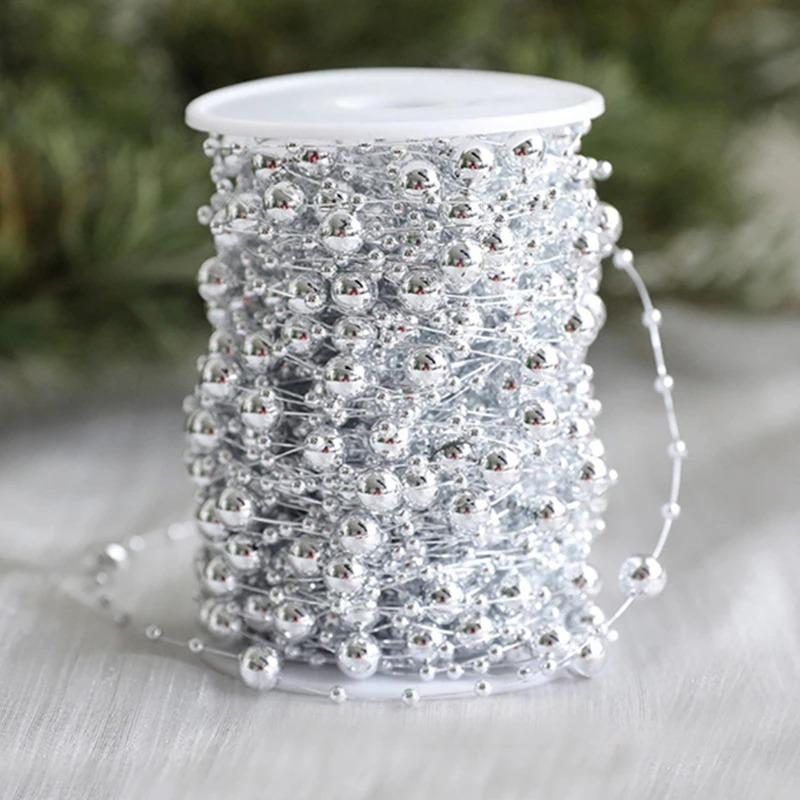 4/10Meter Imitation Pearl String Fishing Line Artificial Pearls String 8+3mm Bead Chain for Craft Garland Flower Wedding Decors