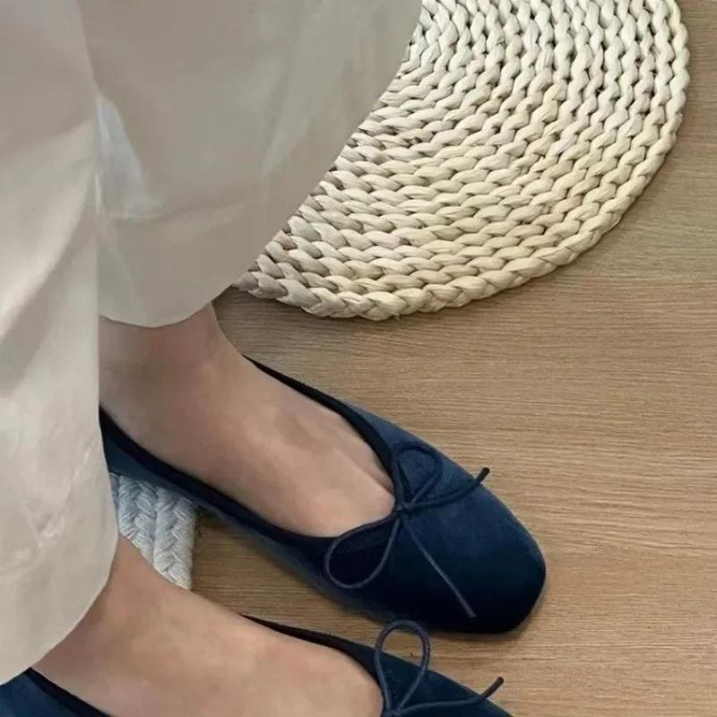 Designer Slip On Women Velvet Flats Fashion Elegant Butterfly-knot Spring Autumn Ladies Comfort Soft Sole Mary Jane Shoes