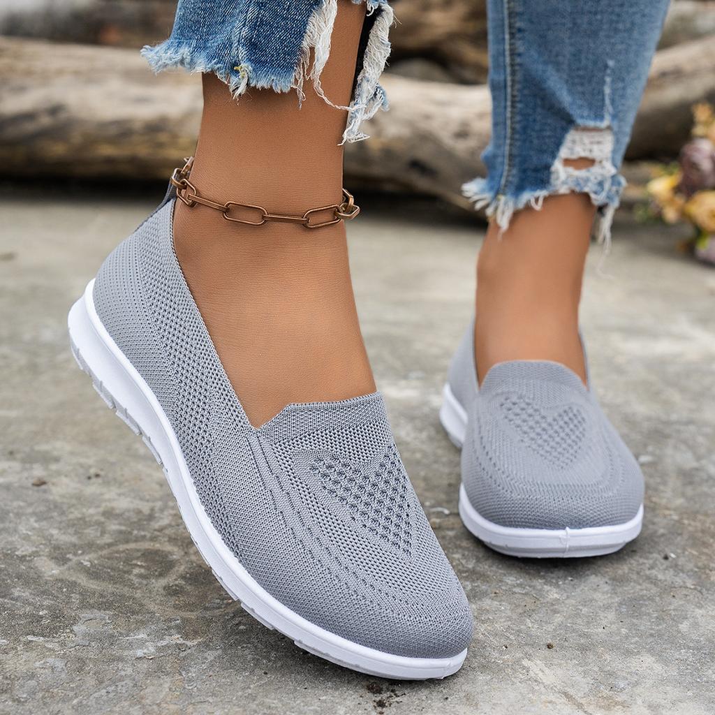 Damen Casual Einzelne Schuhe in Übergröße Damen Frühling und Herbst Neu Rundkopf Niedriger Absatz Mesh Fly-Woven Sneakers Damen