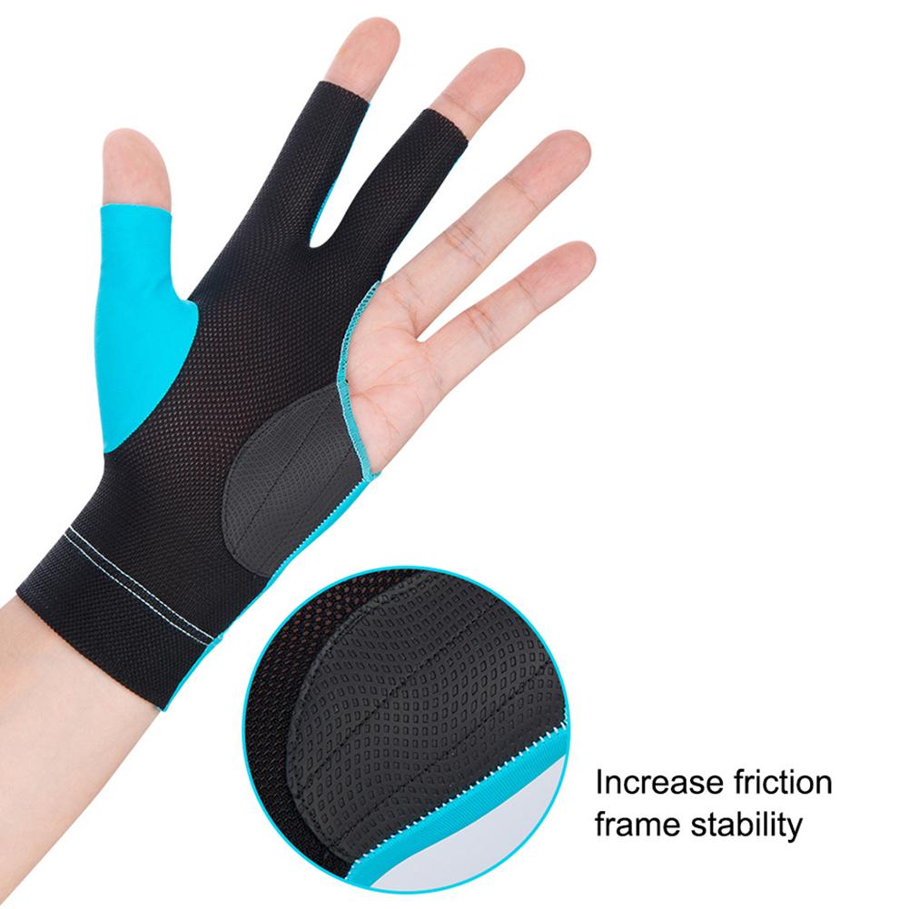 1pc Billiard Gloves Breathable Open Finger Snooker Billiards Gloves Antiskid Portable Lightweight Reusable Training Accessories