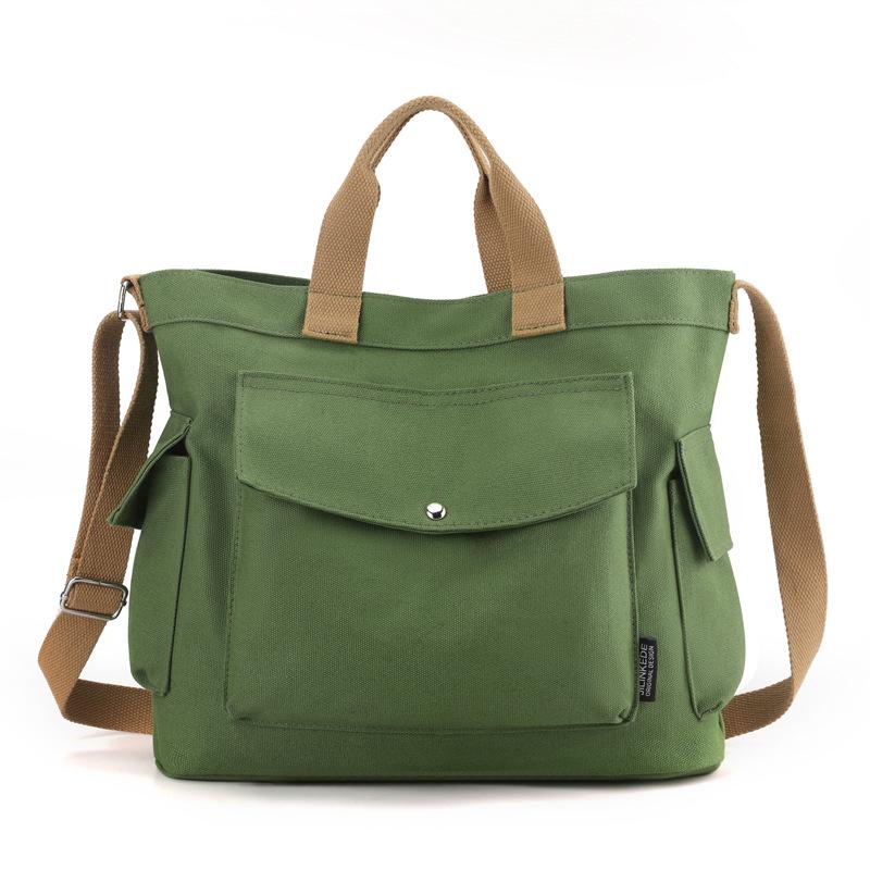 New Canvas Handheld Women's Bag 2025 Large Capacity Solid Color Canvas Commuting and Leisure Shoulder Korean Version Tote Bag