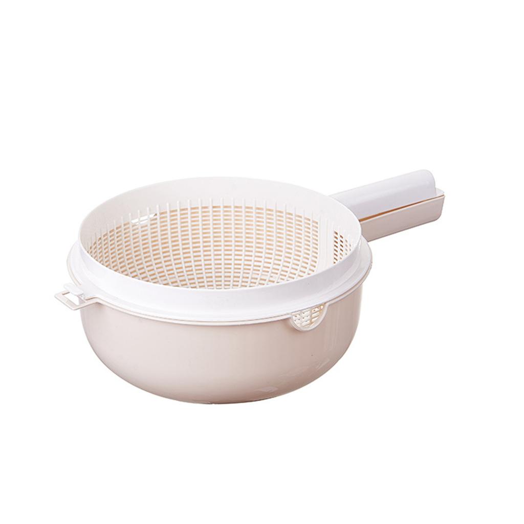 Spacious Double Layer Drainer Basket with Handle Fruit Vegetable Washing Bowl for Home and Picnics