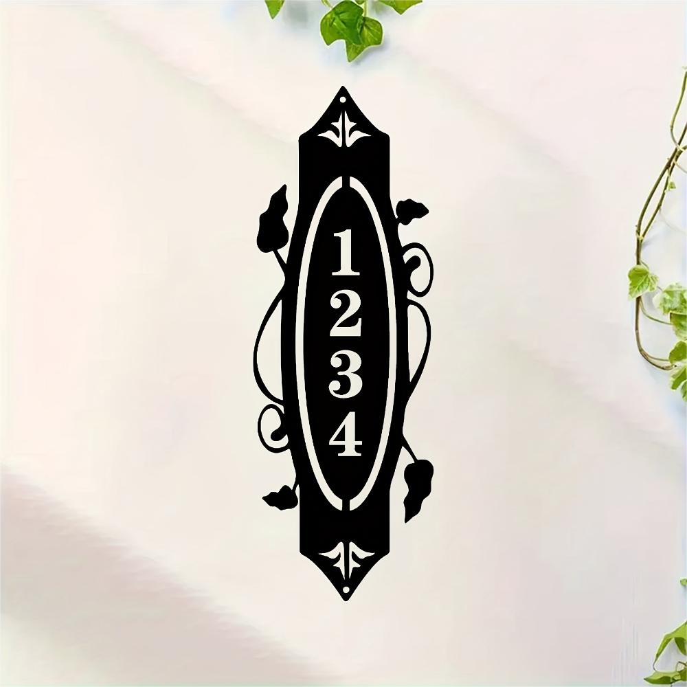 Metal Vertical House Number Sign, Custom Address Plaque with Fleur de Lis, Outdoor Wall Mount Decor