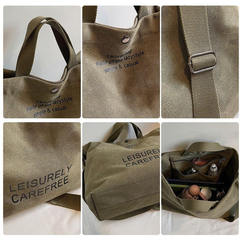Premium Sense Thickened Canvas Retro Tote Bag Large Capacity Shoulder Strap Shoulder Bag Casual Crossbody Bags Daily Use