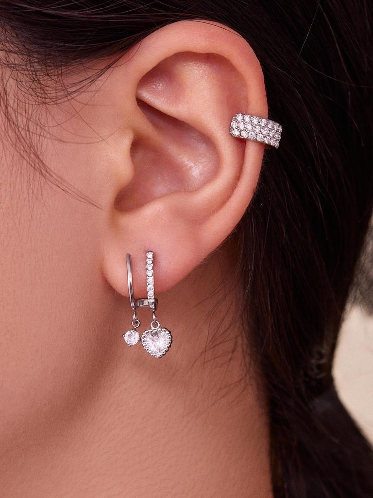 Qiong Yao 18K Gold Plated Zircon Star Pendant Stainless Steel Earrings