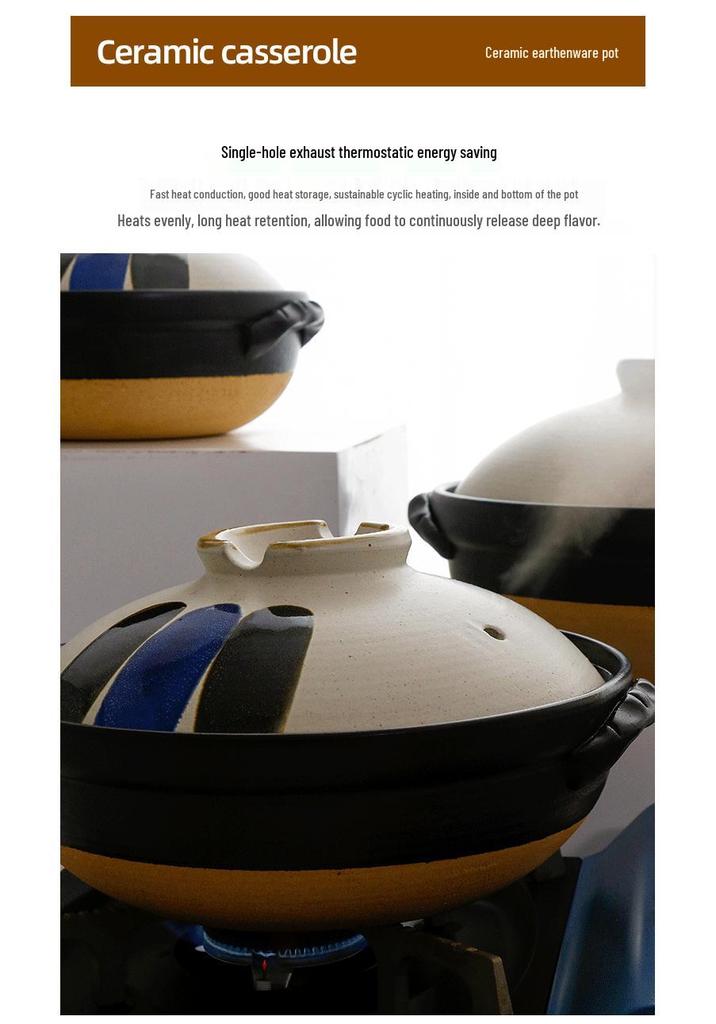 Creative Japanese Clay Pot: European and American Style, High-Temperature Resistant, Suitable for Open Fire, Ideal for Stews, Soups, and Rice.
