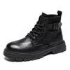 Fashion Autumn Leather Mid-top Shoes Fashion Male Ankle Boots Casual Outdoor Hiking Boots Sneakers Non-Slip Comfy Motocross Boots Botas